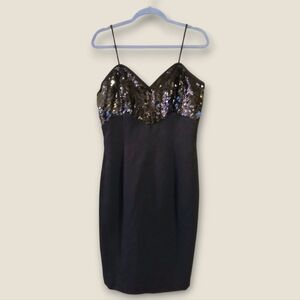 Vintage 90s sequinned little black evening cocktail dress